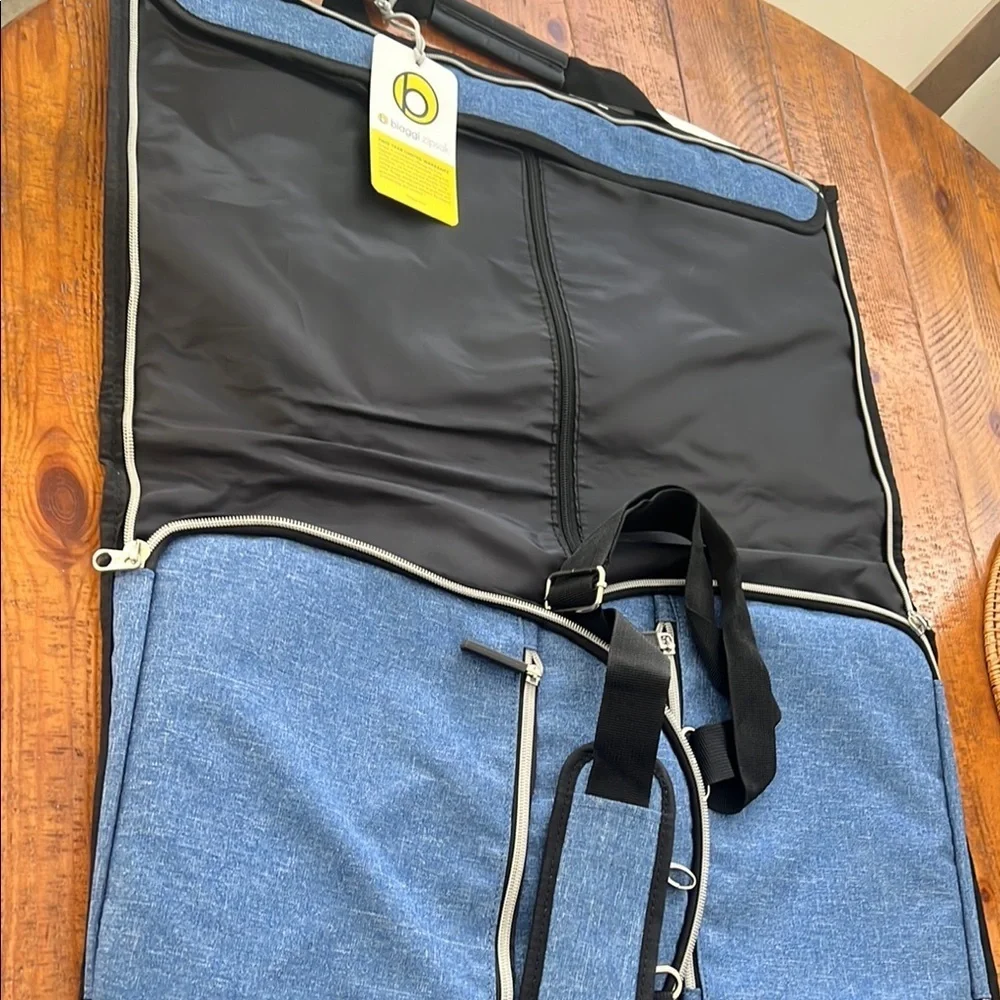 New Blue Garment Bag + Satchel by Biaggi. Garment bag + satchel.